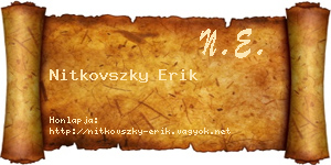Nitkovszky Erik névjegykártya